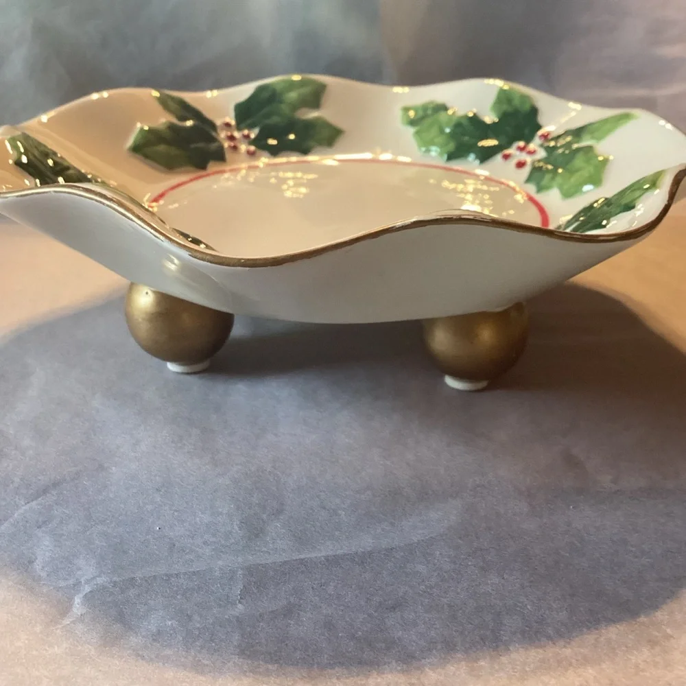 JKL Holly and Berry Vintage Candy Dish